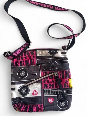 Harajuku Lovers Black and Hot Pink Graphic Crossbody Bag